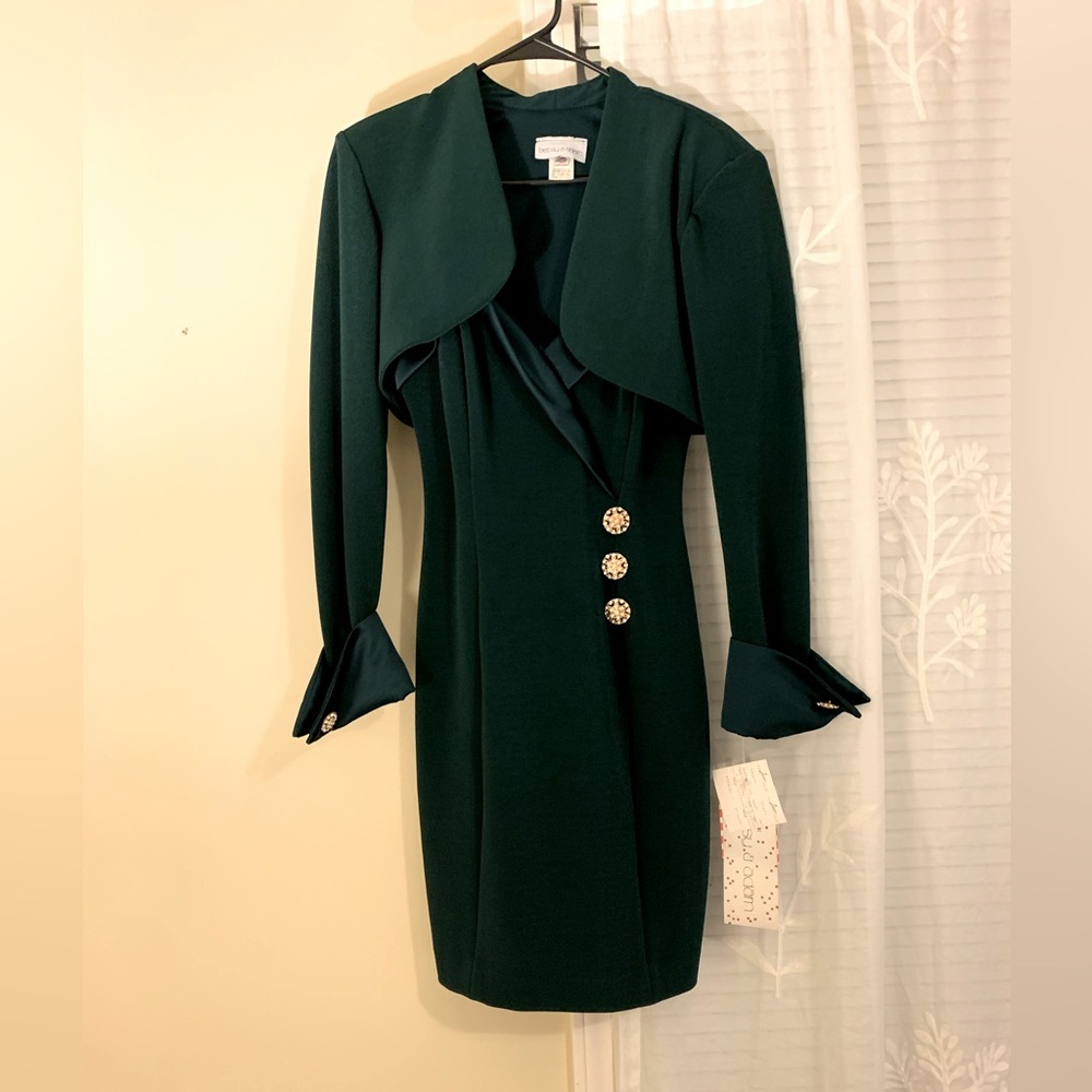 Betsy & Adam NWT Vintage Green Cocktail Dress and Jacket